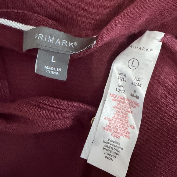 Primark Librarian burgundy Long sleeve preppy button up cardigan large in Red - Picture 4 of 6